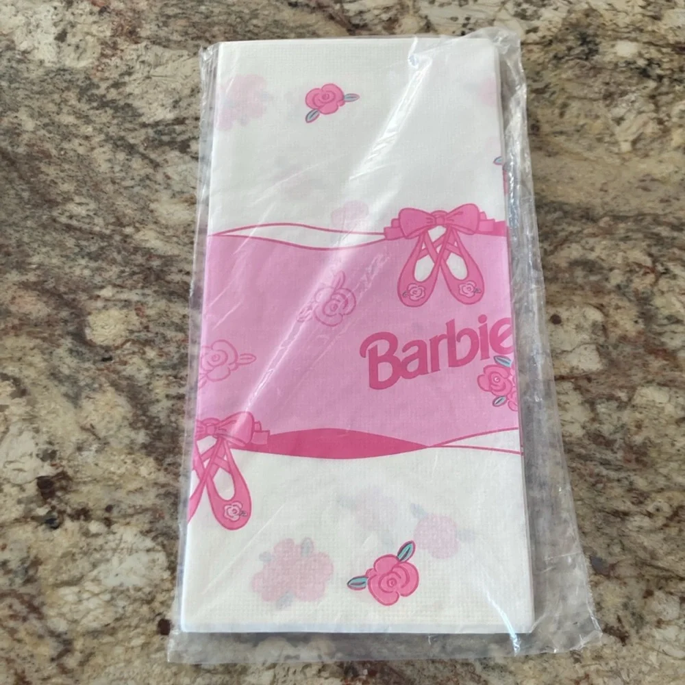 Vtg Barbie Hallmark Party Disposable Table Cover New 1995 pink rose ballet